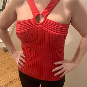 V Red Knit Top